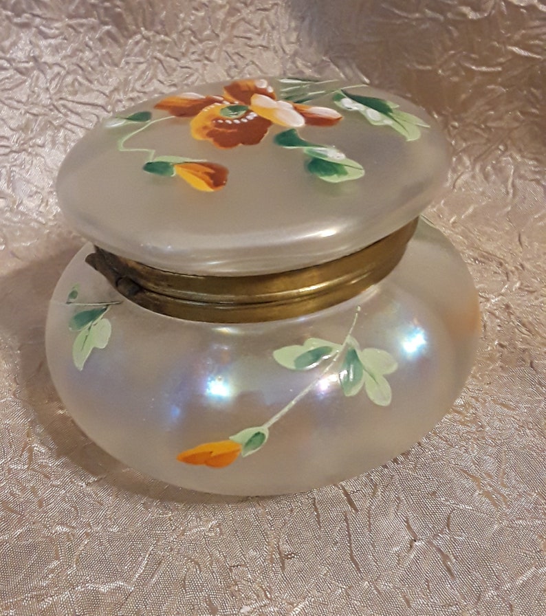 Antique Victorian Puff Box Bohemian Glass Hinged Puff Powder Etsy