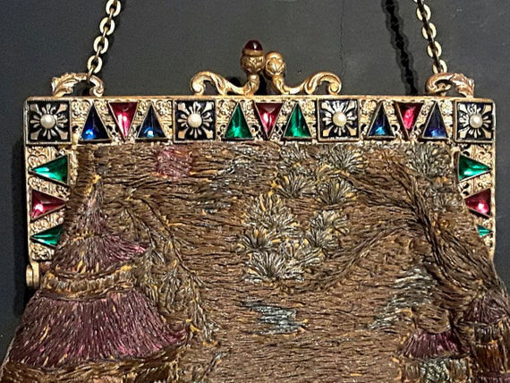 Antique Jeweled Frame Purse Art Deco 1920s Jewels Chi… - Gem