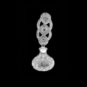 Vintage Imperial American Pressed Glass Perfume Bottle Fan Top 1940s