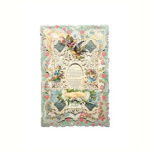 Antigo cartão de dia dos namorados vitoriano, recortes de papel, renda, romântico, ornamentado, Whitney