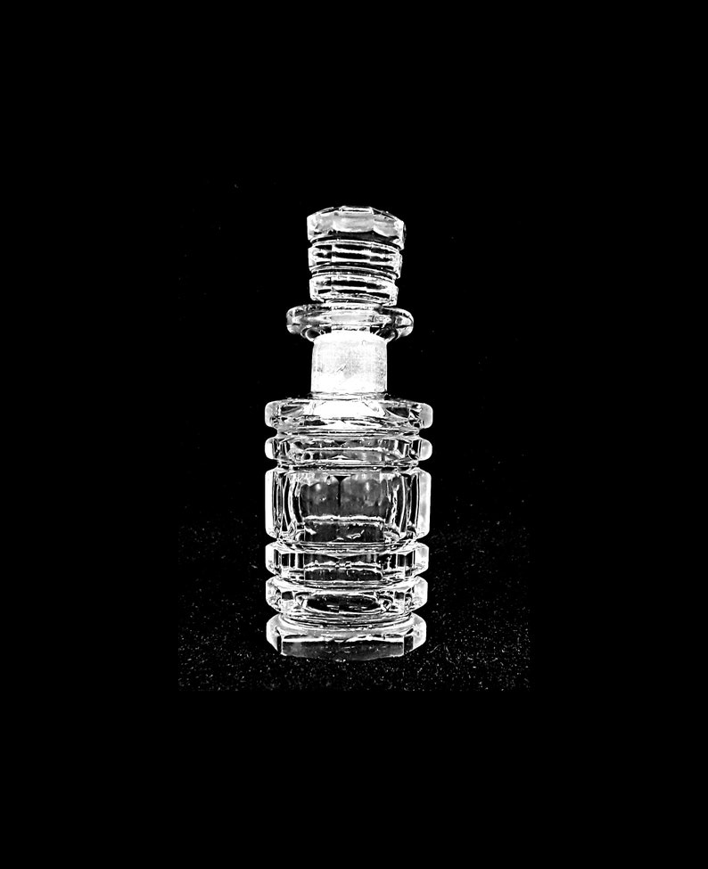 Antique Victorian Bohemian Cut Crystal Perfume Bottle Cologne Flacon Biedermeier Octagonal Faceted Panels image 2