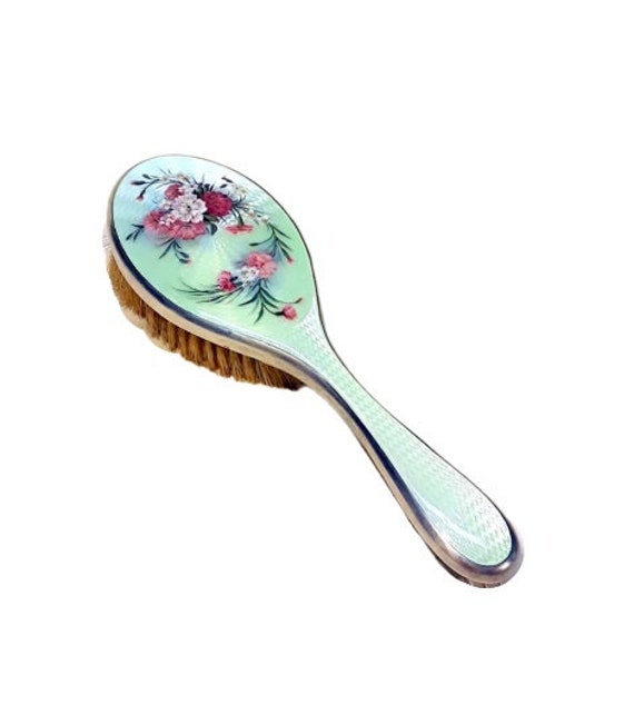 Vintage Silver Plated Hairbrush with Pink Rose Design Antique Hair Brush Rose - Etsy main image 3