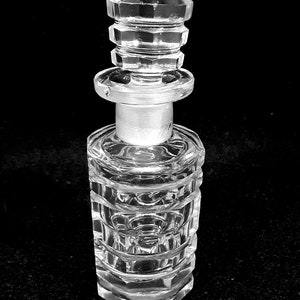 Antique Victorian Bohemian Cut Crystal Perfume Bottle Cologne Flacon Biedermeier Octagonal Faceted Panels image 3