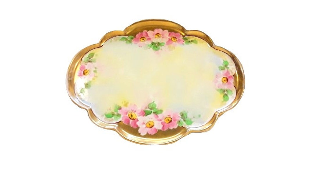 Antique GDA Limoges Vanity Tray Hand Painted Victorian French Porcelain