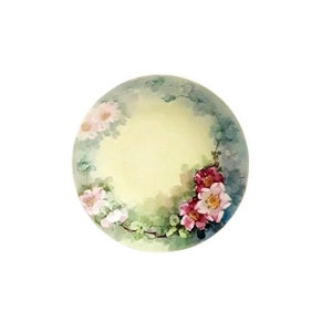 Antique Jean Pouyat Limoges Cabinet Plate Hand Painted Porcelain Victorian French Pink Dogwood Shabby Cottage