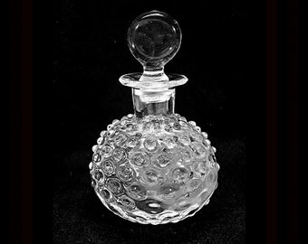 Antique Czech Perfume Bottle Clear Glass Hobnail Pattern 1920s 1930s Vintage Cologne Flacon