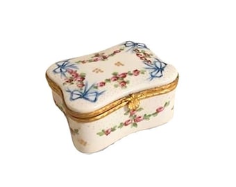 Antike Bonbonniere Patch Box Victorian Deutsch Porzellan Handbemalt Vintage Eitelkeit Schmuckstück Boudoir Schatulle