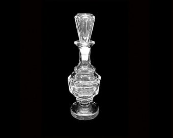 Antique Bohemian Cut Crystal Perfume Bottle Victorian Pedestal Base Biedermeier