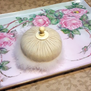 Antique Victorian Powder Puff Swansdown Pastel Peach Feather Etsy