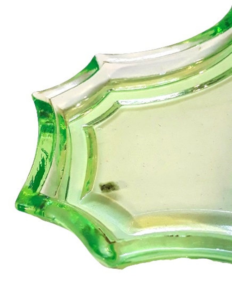 Antique Paden City Green Uranium Glass Vanity Tray 499 Art Deco Etsy