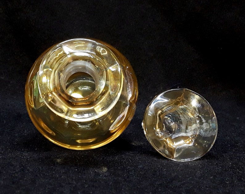 Antique Heisey Iridized Perfume Bottle 493 Art Deco 1920s Marigold Carnival Glass image 10