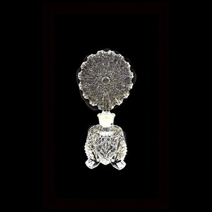 Vintage 1940s Fan Top Pressed Glass Perfume Bottle Imperial