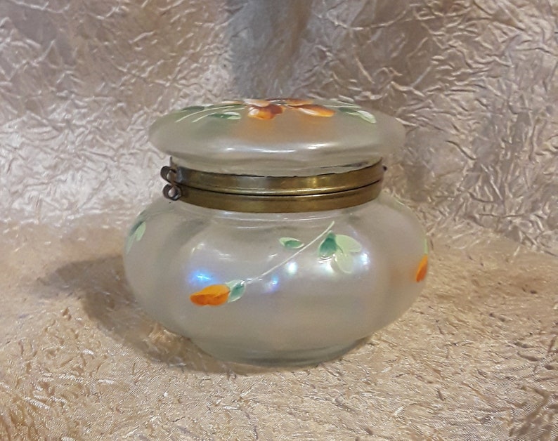Antique Victorian Puff Box Bohemian Glass Hinged Puff Powder Etsy