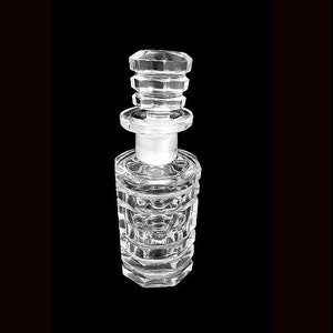 Antique Victorian Bohemian Cut Crystal Perfume Bottle Cologne Flacon Biedermeier Octagonal Faceted Panels image 1