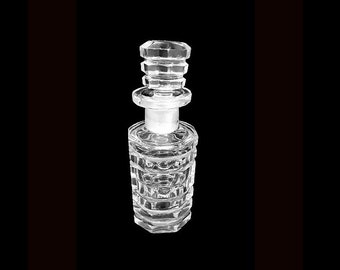 Antique Victorian Bohemian Cut Crystal Perfume Bottle Cologne Flacon Biedermeier Octagonal Faceted Panels