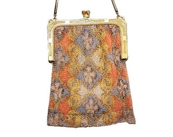 Antique Whiting Davis Mesh Purse Dresden 1920s Vintage Art Deco Flapper Bag Silvertone Ladies Handbag