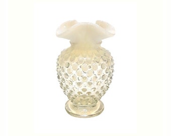 Antique Fenton French Opalescent Miniature Hobnail Bud Vase #3855 Tri Cornered