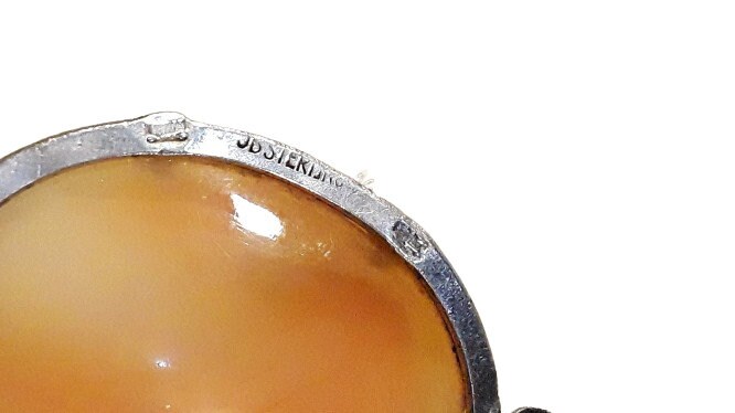 Antique Edwardian Carved Shell Cameo Pendant Sterling Silver Filigree ...