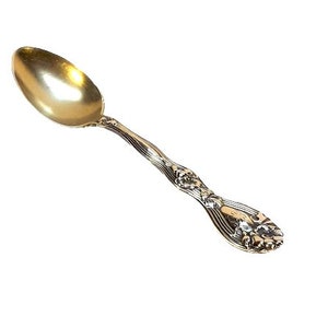 Antique La Fleurette Unger Brothers Sterling Silver Demitasse Spoon 1904 Repousse Poppies