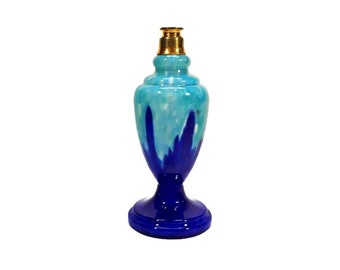 Atomiseur de parfum tchèque antique Splatter Swirl Art en verre Welz Ruckl des années 1920, art déco bohème bleu vaporisateur vintage