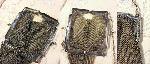 Pair Antique Whiting Davis Mesh Purses Dresden 19… - image 6