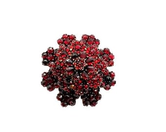 アンティーク ビクトリア朝 ボヘミアン ガーネット ブローチ、フラット