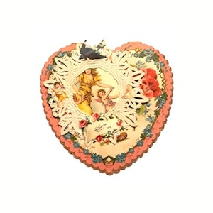 Antieke Victoriaanse Valentijnskaart Hartvorm Schroot Die Cuts Romantisch Papierkant