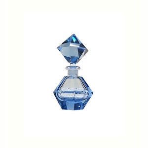 Vintage Art Deco Perfume Bottle Sapphire Blue Crystal Chunky Heavy 1930s Germany