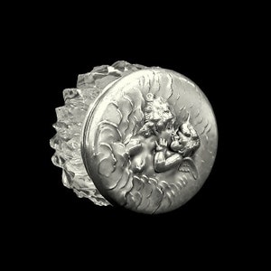 Antiguo Unger Bros Love&#39;s Dream Rouge Pot Ungüento Tapa de plata de ley victoriana Vintage Vanity Glass Cosmetic Jar Boudoir