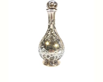 Antique Victorian Bailey Banks Biddle Sterling Silver Overlay Glass Perfume Art Nouveau Scent Bottle