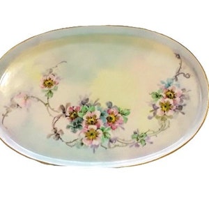 Antique Vanity Tray Hand Painted Victorian Pink Roses Shabby Vintage Boudoir