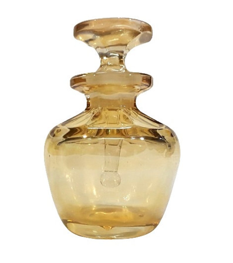 Antique Heisey Iridized Perfume Bottle 493 Art Deco 1920s Marigold Carnival Glass image 3