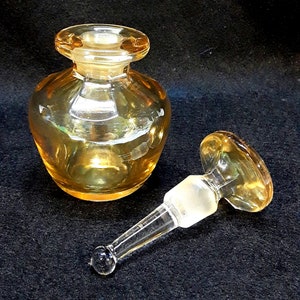 Antique Heisey Iridized Perfume Bottle 493 Art Deco 1920s Marigold Carnival Glass image 9