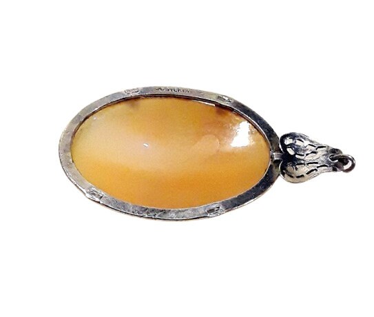 Antique Edwardian Carved Shell Cameo Pendant Sterling Silver Filigree ...