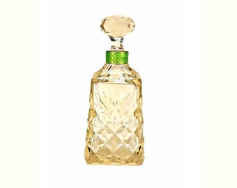 Botella de perfume de vidrio tallado con vaselina antigua Birmingham Sterling 1902 Guilloche verde victoriano eduardiano