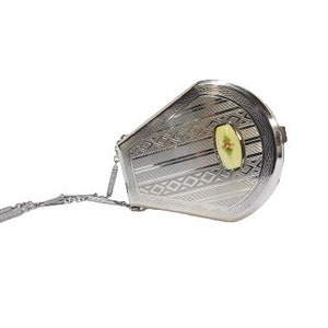 Antique Elgin Art Deco Enamel Compact, 1920s Minaudiere