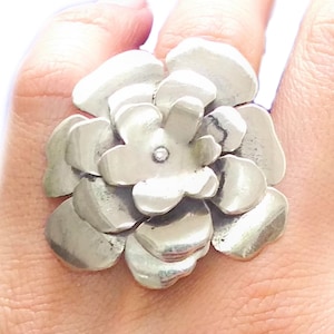 Handgemachter Blumen Spinner Antistress Ring aus Deutschem Silber