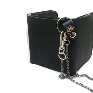 Cartera de cuero genuino tríptico hecha a mano