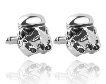 STORM TROOPER Cufflinks - Star Wars Troopers - Silver Plated Cuff Links in Presentation Box or Gift Bag