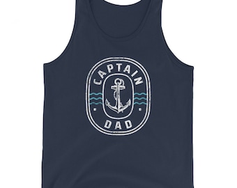 Mens Captain Dad Tank Top / Boating Gift Idea / Father's Day / Birthday Christmas Present / Personalized Nautical Themed Cruising Design