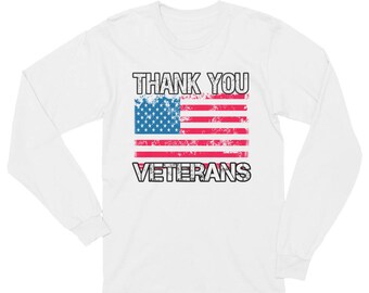 Thank You Veterans Vintage Flag Long Sleeve Shirt