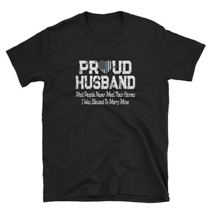 Thin Blue Line TShirt / Proud Husband of a Police Officer Shirt / Blue Line American Flag Apparel / Law Enforcement Gift