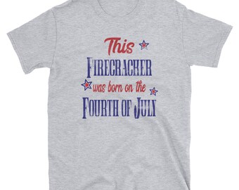 Vintage July Birthday Shirt /July Birthday / Fireworks / Patriotic Shirt / This Firecracker Was Born on the 4th of July / Red White Blue