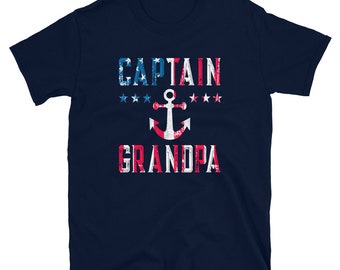 Patriotic Captain Grandpa American Flag Boating T-Shirt / Father's Day Gift / Boating Gift Idea for New Boat Owners / 4th of July