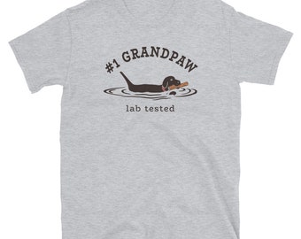 Personalized #1 Grandpaw Lab Tested Pun Short-Sleeve Unisex T-Shirt / Labrador Retriever Dog Grandpa