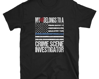 Thin Blue Line Police TShirt / Crime Scene Investigator Shirt / Blue Line American Flag Apparel / Law Enforcement Gift
