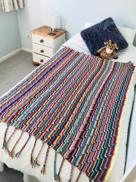 Unique Multicoloured Sofa Throw OOAK Crochet Afghan Crochet Etsy UK