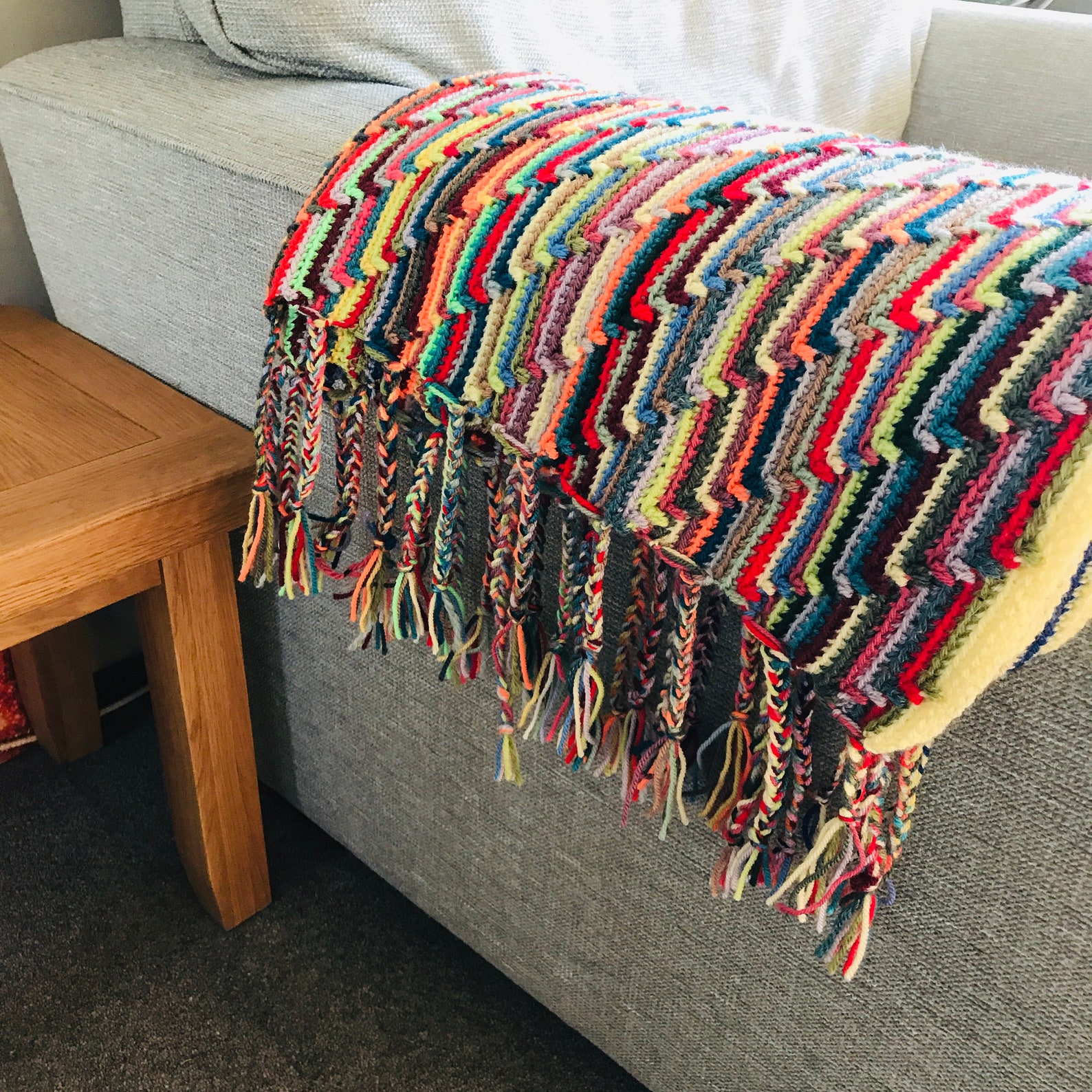 Unique Multicoloured Sofa Throw OOAK Crochet Afghan Crochet Etsy
