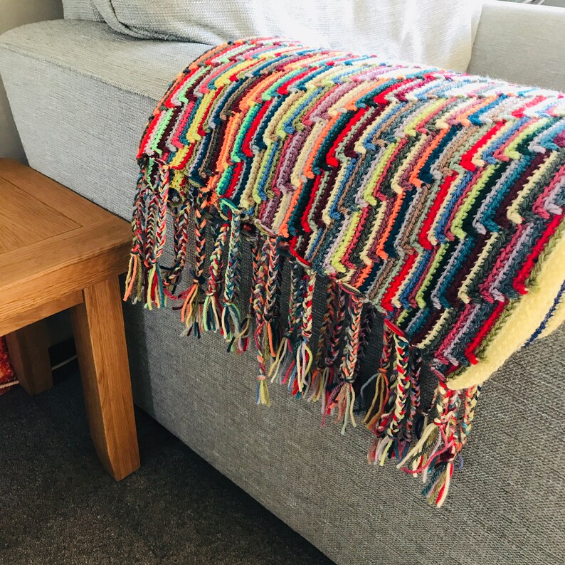 Unique Multicoloured Sofa Throw OOAK Crochet Afghan Crochet Etsy UK