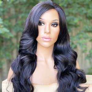 Off Black Long Wavy Wig 24 inches
